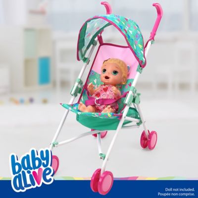 Image showing 2 th Baby Alive Doll Umbrella Stroller - Green, Pink, Hearts, Ages 3 Plus