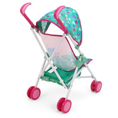 Image showing 4 th Baby Alive Doll Umbrella Stroller - Green, Pink, Hearts, Ages 3 Plus