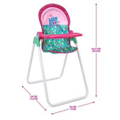 Image showing  Doll Highchair Set - Green, Pink, Hearts, Ages 3 Plus