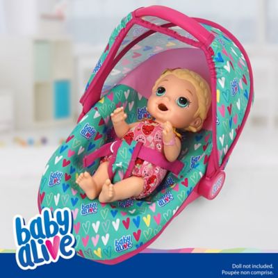 Image showing  Deluxe Doll Car Seat - Green, Pink, Hearts, Ages 3 Plus