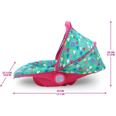 Image showing  Deluxe Doll Car Seat - Green, Pink, Hearts, Ages 3 Plus