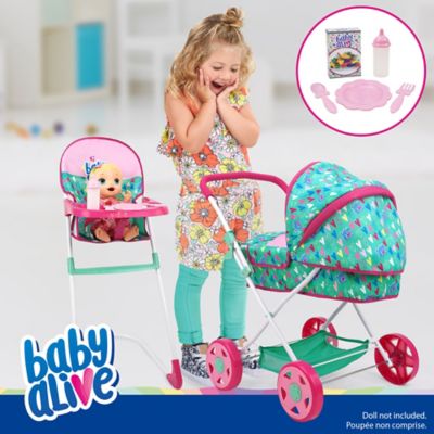 Image showing 1 th Baby Alive Travel N' Feed Set - 7 pc. - Green, Pink, Hearts, Ages 3 Plus