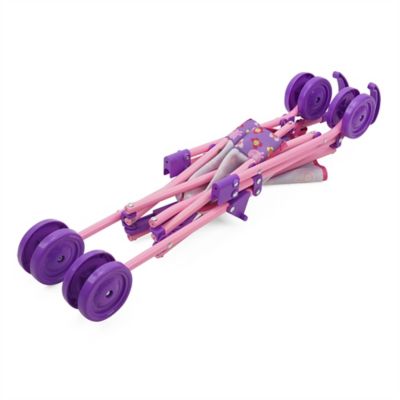 Image showing  Doll Umbrella Stroller - Purple, Pink, Flowers, Ages 3 Plus