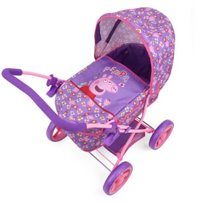 Image showing  Doll Deluxe Pram & Bag - Purple, Pink, Flowers, Age 3 Plus