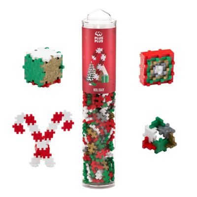 Plus-Plus Open Play Tube - Holiday Mix - 240 Pieces, Kids Age 5 Plus