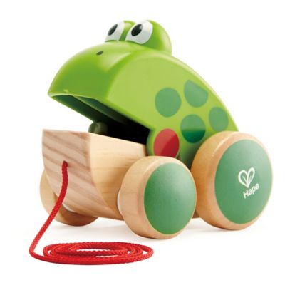 Hape Pull AlongFrog - Wooden Green Toy with Open & Close Mouth