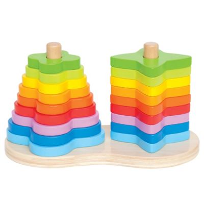 Hape Double Rainbow Stacker - Wooden Ring Set Toy