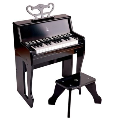 Hape Learn With Lights Piano with Stool - Black - Wooden Electric Musical Toy