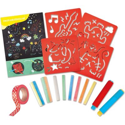 Hape Chalks & Stencils Art - 22 pc., Activity Art Kit