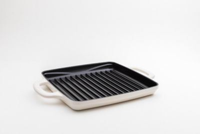 Lodge Cast Iron USA Enamel 11 in. Grill Pan, Cloud Nine (White)