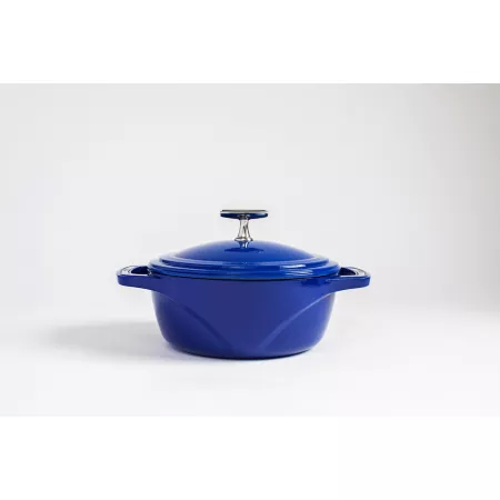 Lodge Cast Iron USA Enamel Dutch Oven 3 Quart Smooth navigation (blue) Dutch Ovens