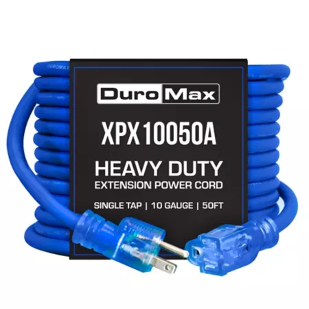 DuroMax XPX10050A SJEOOW Heavy Duty 50 ft 10 ga Blue Single Tap Illuminated Power Extension Cord Extension Cords