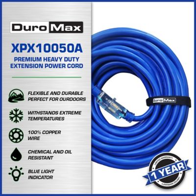 Image showing  50 ft. 10 ga. Heavy-Duty SJEOOW Blue Single Tap Lighted Extension Power Cord