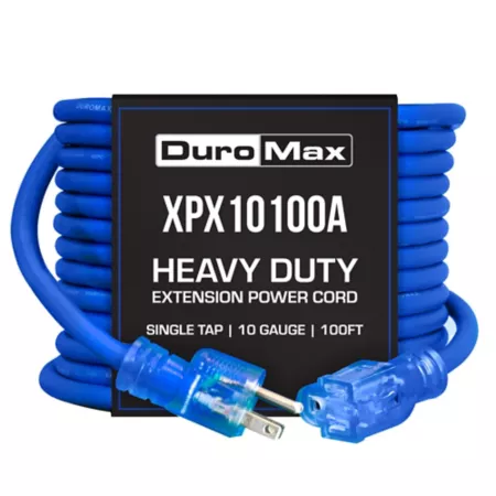 DuroMax XPX10100A SJEOOW Heavy Duty 100 ft 10 ga Blue Single Tap Illuminated Power Extension Cord Extension Cords