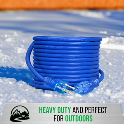 Image showing  25 ft. 12 ga. Heavy-Duty SJEOOW Blue Single Tap Lighted Extension Power Cord