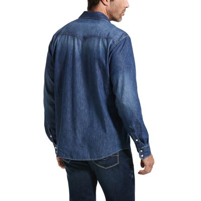 Image showing  Men's Retro Denim Long Sleeve Western Shirt