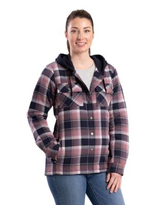 Berne Women's Quilt-Lined Flannel Hooded Shirt Jacket