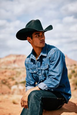 Image showing  Men's Retro Denim Long Sleeve Western Shirt