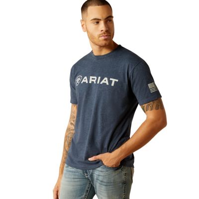 Image showing  Men's Ariat Shield Flag Graphic Crew Neck Short-Sleeve T-Shirt