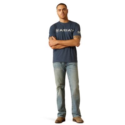 Image showing  Men's Ariat Shield Flag Graphic Crew Neck Short-Sleeve T-Shirt