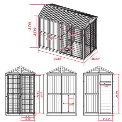 Image showing  4 x 8ft. Walk-in Cedar Wood Dog Kennel Outdoor Dog House with Metal Roof and Viewing Window