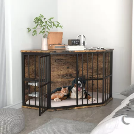 Veikous Dog Crate Corner - Pet Kennel Corner - Dog Corner Side Table Wire Crates