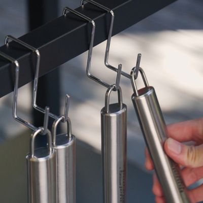 Image showing  Double Shelf Movable Dining Cart Work Table with Handle Outdoor Kitchen Prep Trolley Storage