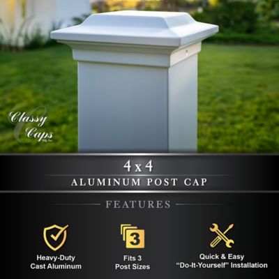Image showing 5 th Classy Caps 4 x 4 White Aluminum Post Cap