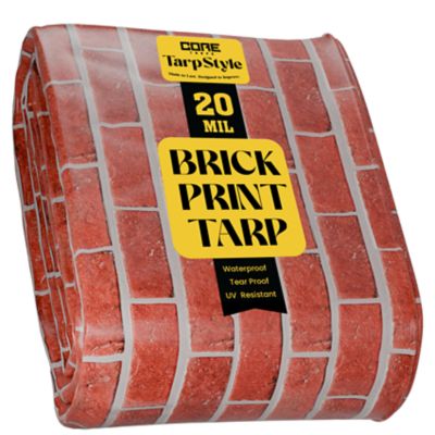 Core Tarps Extreme Heavy Duty 20 Mil 10X20 Inch Red Brick Design Print Poly Tarp Cover, Waterproof, UV Resistant