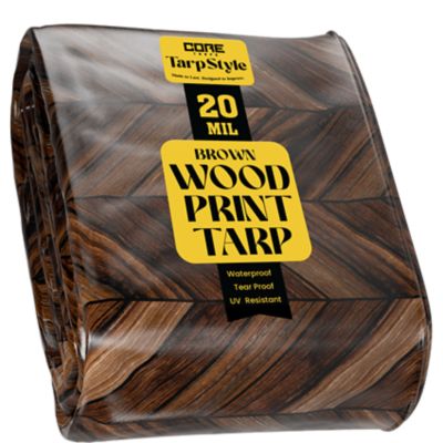 Core Tarps Extreme Heavy Duty 20 Mil 20X20 Inch Brown Wood Design Print Poly Tarp Cover, Waterproof, UV Resistant
