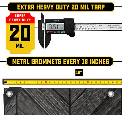 Image showing  Extreme Heavy Duty 20 Mil 25X40 Inch Grey Wood Design Print Poly Tarp Cover, Waterproof, UV Resistant