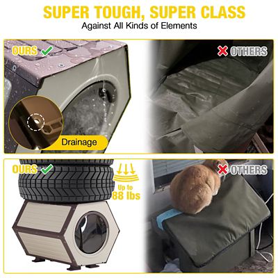 Image showing  Indoor/Outdoor Heated Cat House with Heated Pad, Durable PP Construction