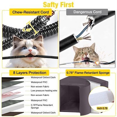 Image showing  Indoor/Outdoor Heated Cat House with Heated Pad, Durable PP Construction