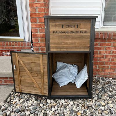 Image showing  Secure Fir Wood Package Delivery Box with Iron Frame Anti-Theft Design & Combination Lock