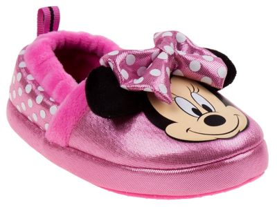 Disney Toddler-Little Kids Minnie Mouse Slippers with Ribbon Ornament