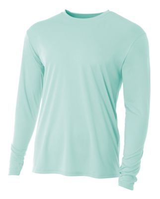 A4 Men's Cooling Performance Long Sleeve Crew Neck Shirt, XL,Mint