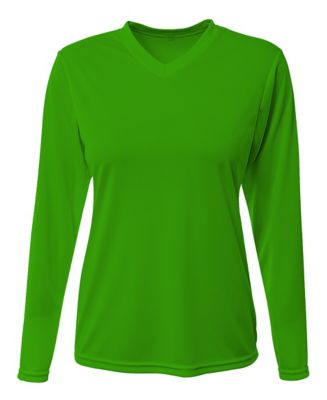 A4 Women's SPRINT Performance V-Neck Long-Sleeve T-Shirt, S,Kelly at ...