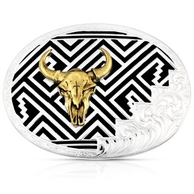 Montana Silversmiths Desert Twilight Southwestern Belt Buckle with Buffalo Skull, 53200-1015