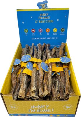 Honey I'm Home Natural Honey Coated Water Buffalo 12 in. Bully Sticks Bulk Dog Treat