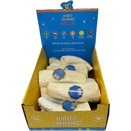 Honey I'm Home Natural Honey Coated Horn Core Buffalo Dog Chews Honey I'm Home Natural Honey Coated Horn Core Buffalo Dog Chews
