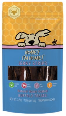 Honey I'm Home Natural Honey Coated Water Buffalo Jerky Strips Dog Treat