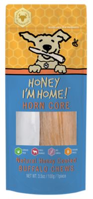 Honey I'm Home Natural Honey Coated Water Buffalo Horn Core Dog Treat