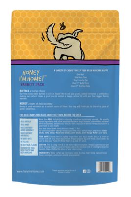 Image showing 1 th Honey I'm Home Natural Honey Coated Water Buffalo Mega Muncher Variety Pack Dog Treat