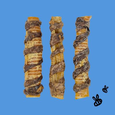 Image showing  Natural Honey Coated Water Buffalo 10 in. Wheezy Wraps Dog Treat