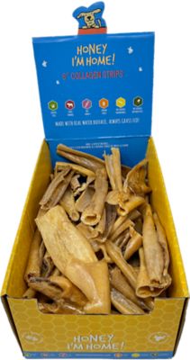 Honey I'm Home Natural Honey Coated Water Buffalo 6 in. Collagen Strips Bulk Dog Treat