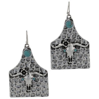 Montana Silversmiths On the Ranch Cow Tag Earrings, AER6078