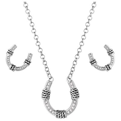 Montana Silversmiths Roped Horseshoe Crystal Jewelry Set