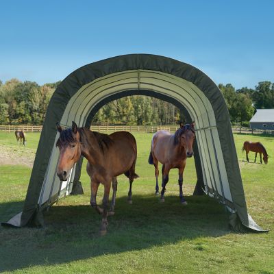 Image showing  12 x 20 x 8 3-in-1 Run In Shelter Round Green