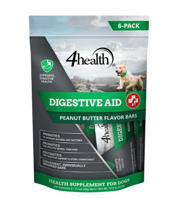 4health Digestive Aid Supplement Bars for Dogs, Peanut Butter Flavor, 6 ct.