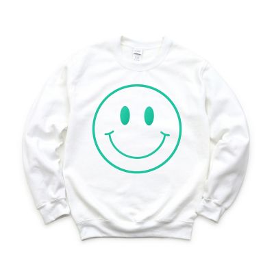 Simply Sage Market Women's Smiley Face Outline Puff Print Sweatshirt